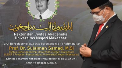 Rektor UNM Ajak Civitas Akademika Doakan Almarhum Prof Sulaiman Samad